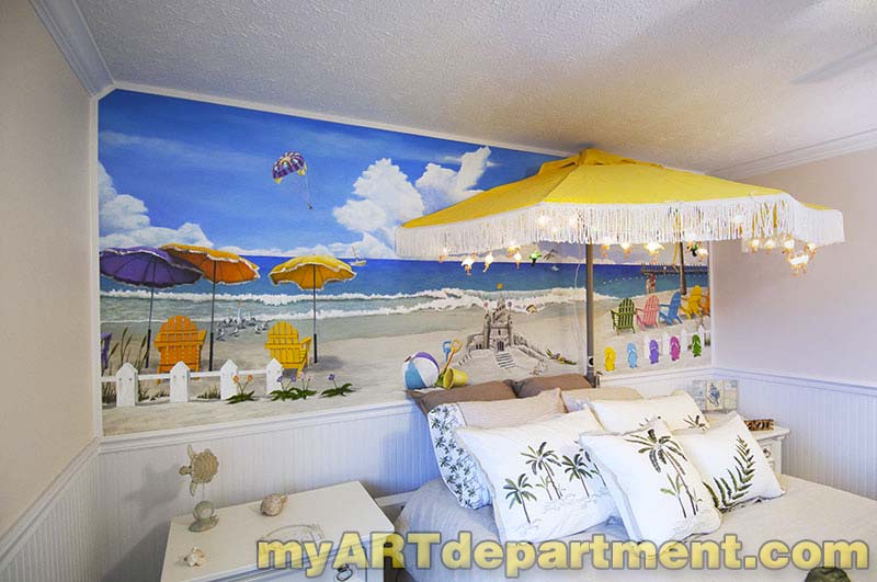 Girl's Bedroom Beach Mural